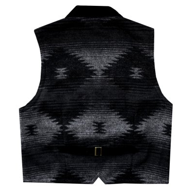 画像2: スカリー スナップフロント ブラックレザー&サウスウエストパターンバック ベスト(ブラック)/Scully Genuine Leather Southwest Knit Pattern Back Vest(Black)