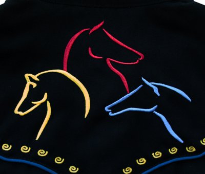 画像3: スカリー ホース・馬 刺繍 ウエスタン シャツ(長袖/ブラック・マルチカラー)S/Scully Long Sleeve Horse Silhouettes Western Shirt(Women's)