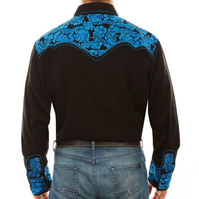 画像2: スカリー ウエスタン 刺繍 シャツ(長袖/ブラック・ロイヤルブルー)S/Scully Long Sleeve Embroidered Western Shirt(Men's)