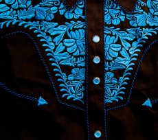 画像3: スカリー ウエスタン 刺繍 シャツ（長袖/ブラック・ロイヤルブルー）S/Scully Long Sleeve Embroidered Western Shirt(Men's) (3)
