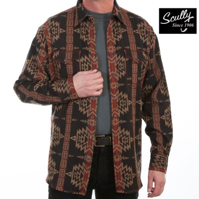 画像1: スカリー アズテック ウエスタンシャツ オーバーシャツ(長袖)M(身幅58cm)/Scully Long Sleeve Western Over Shirt Aztec Weave(Men's)