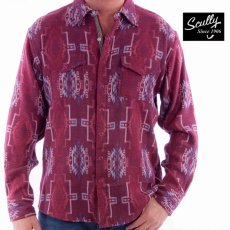 画像1: スカリー ウエスタンシャツ（長袖/サウスウエスト・バーガンディー）L（身幅59cm）/Scully Long Sleeve Signature Shirt Western Shirt (Men's) (1)