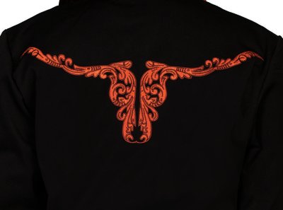 画像2: スカリー テキサスロングホーン 刺繍 ウエスタン シャツ(長袖/ブラック・バーントオレンジ)/Scully Long Sleeve Tooled longhorn design Western Shirt(Women's)