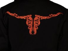 画像3: スカリー テキサスロングホーン 刺繍 ウエスタン シャツ（長袖/ブラック・バーントオレンジ）/Scully Long Sleeve Tooled longhorn design Western Shirt(Women's)  (3)