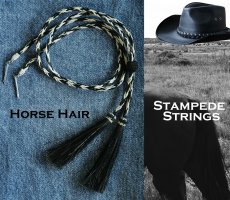 画像2: ハット用 あご紐 ホースヘアー 馬毛 スタンピード ストリングス ブラック・ナチュラル/M&F Western Products Horse Hair Stampede Strings (2)