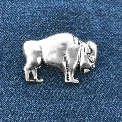 画像1: バッファロー ウエスタン ハットピン ピンバッジ（シルバー）/Pins Buffalo