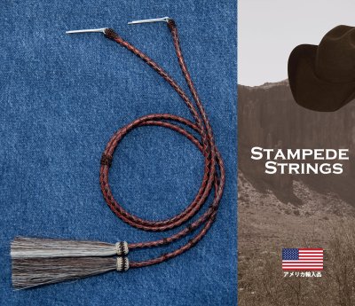 画像1: ハット用 あごひも レザー&ホースヘアー アメリカン ウエスタン スタンピード ストリングス ブラウン2色・ブラウン/Leather w/horse Hair Stampede Strings