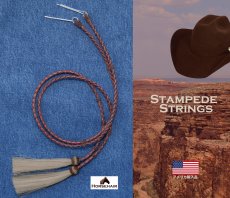 画像2: ハット用 あごひも レザー&ホースヘアー アメリカン ウエスタン スタンピード ストリングス ブラウン2色・ナチュラル/Leather w/horse Hair Stampede Strings (2)