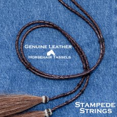 画像1: アメリカン ウエスタン レザー&ホースヘアータッセル スタンピード ストリングス ブラウン・ブラウン（ハット用あご紐）/Leather w/horse Hair Stampede Strings (1)