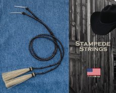画像2: アメリカン ウエスタン レザー&ホースヘアータッセル スタンピード ストリングス ブラック・ナチュラル（ハット用あご紐）/Leather w/horse Hair Stampede Strings (2)