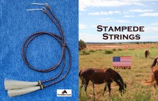 画像2: アメリカン ウエスタン レザー&ホースヘアータッセル スタンピード ストリングス ブラウン・ナチュラル（ハット用あご紐）/Leather w/horse Hair Stampede Strings (2)