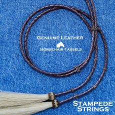 画像1: アメリカン ウエスタン レザー&ホースヘアータッセル スタンピード ストリングス ブラウン・ナチュラル（ハット用あご紐）/Leather w/horse Hair Stampede Strings (1)