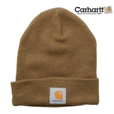 画像1: カーハート ウォッチ キャップ  ワッチ キャップ ライトブラウン フロントのカーハートロゴが少し右に配置【訳あり商品-SDGs】/Carhartt Acrylic Watch Cap(Light Brown) (1)
