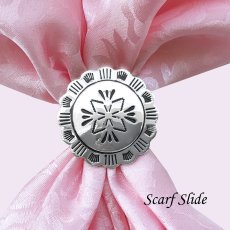 画像1: スカーフ スライド スカーフ留め ウエスタン 大判スカーフ ワイルドラグ用 ラウンドコンチョ（シルバー）/Scarf Slide Round Concho(Silver) (1)