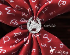 画像2: スカーフ スライド スカーフ留め ウエスタン 大判スカーフ ワイルドラグ用 ラインストーン蹄鉄・ダイアモンドカットホースヘッド（シルバー）/Scarf Slide Horseshoe Horsehead(Silver) (2)