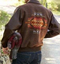 画像2: ペンドルトン ウール・レザー ジャケット ブラウン（Pueblo Dwelling）/Pendleton Cassidy Coat (2)