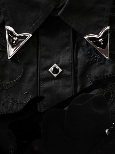 画像3: ウエスタン カラーチップ シルバー・ゴールドスター/Collar Tips Engraved Silver w/Gold Star