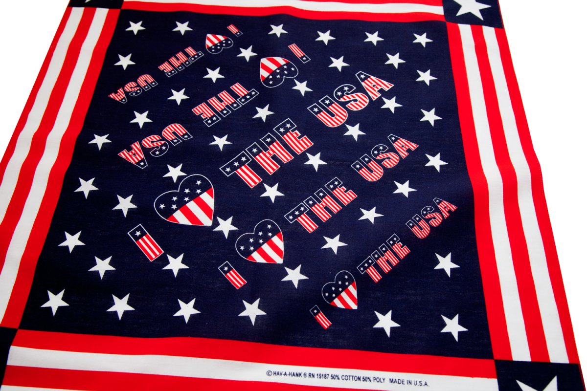 画像2: ハバハンク バンダナ アイ❤ラブ U.S.A アメリカ国旗 星条旗 ★スター ❤ハート/HAV-A-HANK Bandana I LOVE THE U.S.A (2)