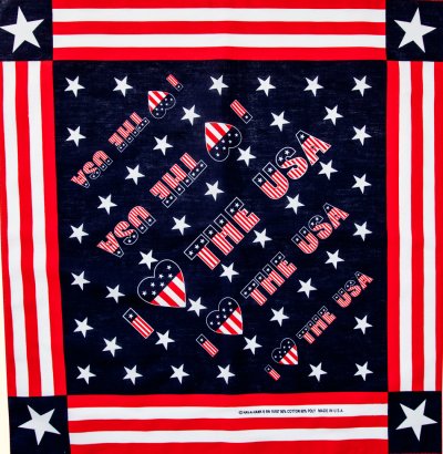 画像1: ハバハンク バンダナ アイ❤ラブ U.S.A アメリカ国旗 星条旗 ★スター ❤ハート/HAV-A-HANK Bandana I LOVE THE U.S.A