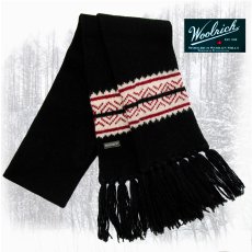 画像1: ウールリッチ フェアアイル マフラー（ブラック・ホワイト・レッド）/Woolroch Fairisle Muffler(Women's) (1)