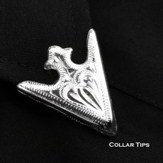画像1: ウエスタン カラーチップ スモール（シルバーエングレーブ）/Austin Accent Inc.Collar Tips(Plain Engraved Silver) (1)