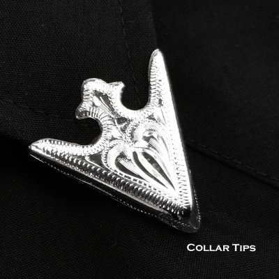画像1: ウエスタン カラーチップ スモール（シルバーエングレーブ）/Austin Accent Inc.Collar Tips(Plain Engraved Silver)