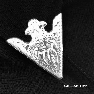 画像1: ウエスタン カラーチップ（シルバーエングレーブ）/Austin Accent Inc.Collar Tips(Plain Engraved Silver)