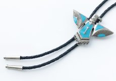 画像2: ボロタイ サンダーバード（アンテイークシルバー・ターコイズ）/Western Bolo Tie Native Thunderbird (2)