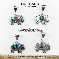 画像1: バッファロー アメリカンバイソン インディアンジュエリー ナバホ族作 925 スターリングシルバー ペンダントトップ/Native American Navajo Sterling Silver  American Bison Pendant  (1)