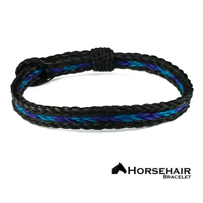 画像1: ホースヘアー 馬毛 ウエスタン ブレスレット（ブラック・ターコイズ・パープル）/Horse Hair Bracelet