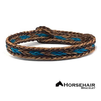 画像1: ホースヘアー 馬毛 ウエスタン ブレスレット（ブラウン・ターコイズ）/Horse Hair Bracelet