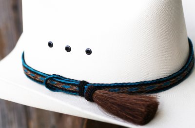 画像3: ホースヘアー 馬毛 ウエスタン ハット バンド（ターコイズ・ブラウン）/Horse Hair Hat Band(Turquoise/Brown)