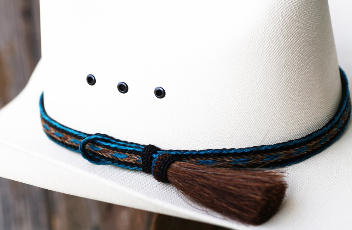 画像3: ホースヘアー 馬毛 ウエスタン ハット バンド（ターコイズ・ブラウン）/Horse Hair Hat Band(Turquoise/Brown) (3)