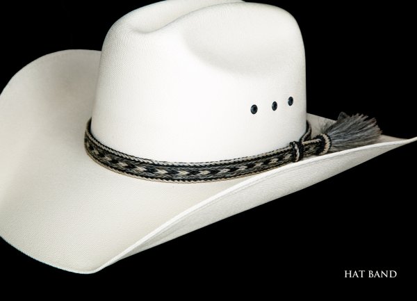 【希少品】Horse Hair Hat Band（ホースヘアーハットバンド） ホースヘアー 馬毛 ウエスタン ハット バンド（ブラック・グレー