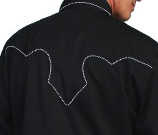 画像2: スカリー キャンディケイン パイピング ウエスタン シャツ（長袖/ブラック・ホワイト）/Scully Long Sleeve Western Shirt Black(Men's) (2)