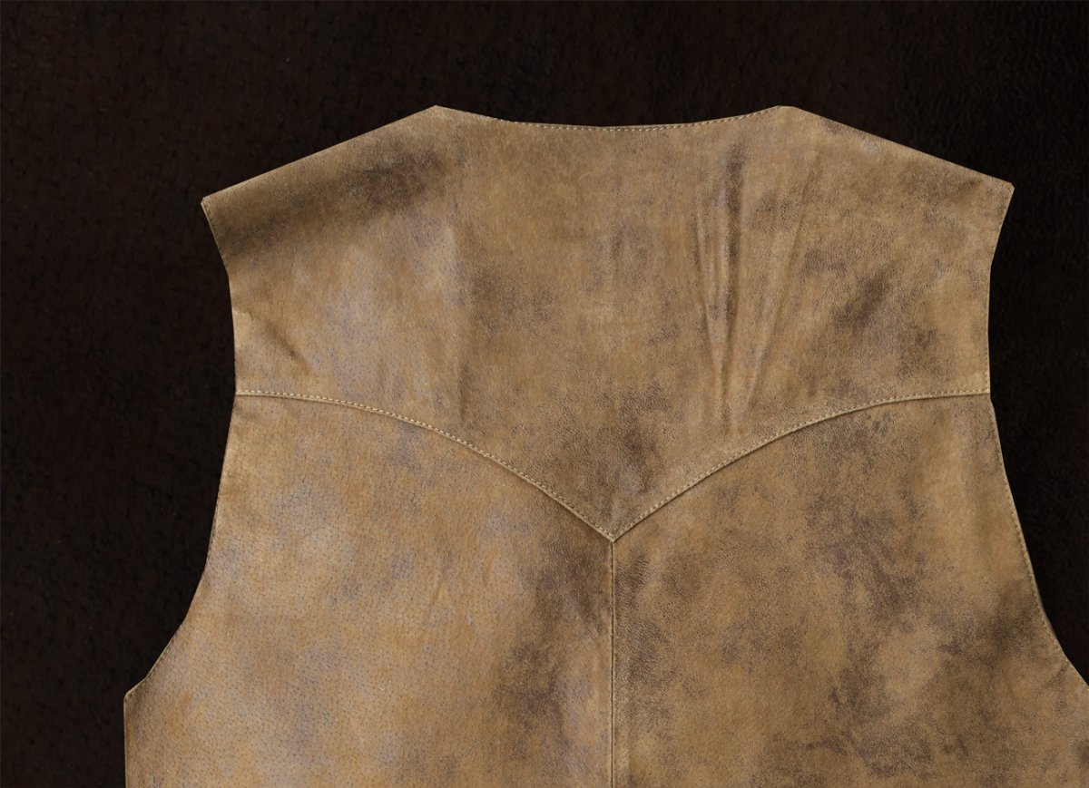 画像2: スカリー フロント&バック ヨーク ブーツステッチ刺繍  フロンティア ウエスタン レザー ベスト（ブラウン）ラージサイズ 46/Scully Frontier Leather Vest (2)