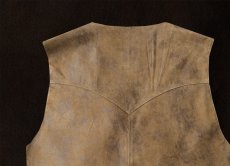 画像2: スカリー フロント&バック ヨーク ブーツステッチ刺繍  フロンティア ウエスタン レザー ベスト（ブラウン）ラージサイズ 46/Scully Frontier Leather Vest (2)