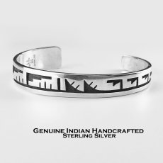 画像1: ホピ族 インディアンジュエリー ベンジャミン マンスフィールド作 ハンドメイド スターリングシルバー ブレスレット/Native American Hopi Benjamin Mansfield SterlingSilver Cuff Bracelet  (1)