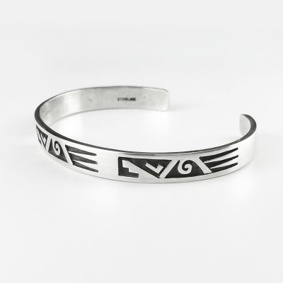 画像2: インディアンジュエリー ホピ族 ベンジャミン マンスフィールド作 ハンドメイド スターリングシルバー ブレスレット/Native American Hopi Benjamin Mansfield SterlingSilver Cuff Bracelet 