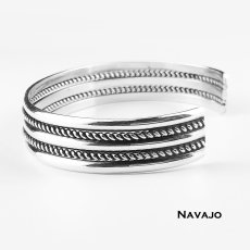 画像2: インディアンジュエリー ナバホ族 925 スターリングシルバー ハンドメイド ブレスレット/Native American Navajo Sterling Silver Wire Cuff Bracelet (2)