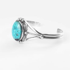 画像2: インディアンジュエリー アメリカ ナバホ族 キングマンターコイズ スターリングシルバー ブレスレット/Native American Navajo Mary Ann Spencer Handmade Kingman Turquoise Sterling Silver Brecelet (2)