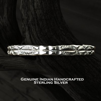 画像1: インディアンジュエリー ナバホ族 ハンドメイド スターリングシルバー ブレスレット/Native American Navajo Sterling Silver Cuff Bracelet