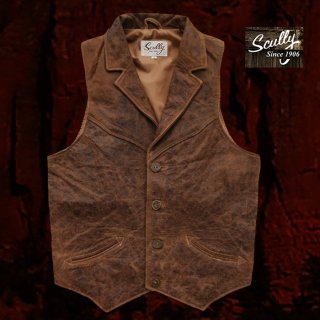 スカリー ウエスタン レザー ベスト（チョコレートブラウン/ブラウン