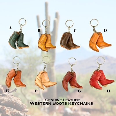 画像1: ウエスタンブーツ ハンドメイド レザー キーホルダー/Western Boots Leather Keychains