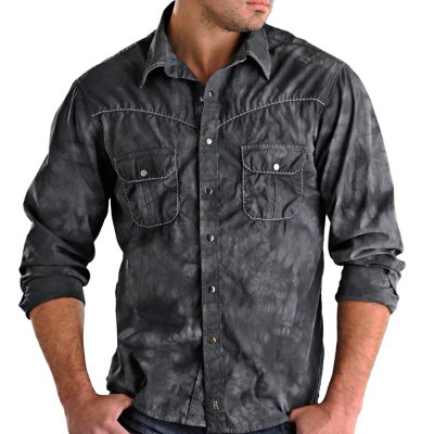 画像1: パンハンドルスリム ロックンロール カウボーイ ストーン ウオッシュ ウエスタンシャツ ダークグレー(長袖)/Panhandle Slim Long Sleeve Western Shirt