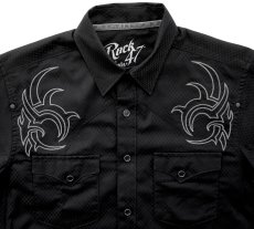 画像2: ラングラー 刺繍 ウエスタン シャツ（ブラック・長袖）S/Wrangler Rock 47 Embroidered Long Sleeve Western Shirt(Black) (2)