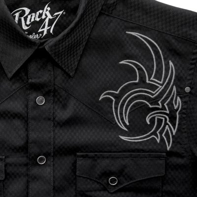 画像2: ラングラー 刺繍 ウエスタン シャツ(ブラック・長袖)S/Wrangler Rock 47 Embroidered Long Sleeve Western Shirt(Black)