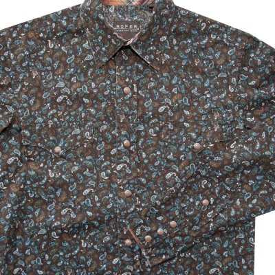 画像2: ローパー スナップ フロント ペイズリー ウエスタンシャツ ブラウン(長袖)/Roper Long Sleeve Snap Front Paisley Western Shirt Brown