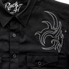画像3: ラングラー 刺繍 ウエスタン シャツ（ブラック・長袖）S/Wrangler Rock 47 Embroidered Long Sleeve Western Shirt(Black) (3)