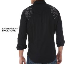 画像4: ラングラー 刺繍 ウエスタン シャツ（ブラック・長袖）S/Wrangler Rock 47 Embroidered Long Sleeve Western Shirt(Black) (4)